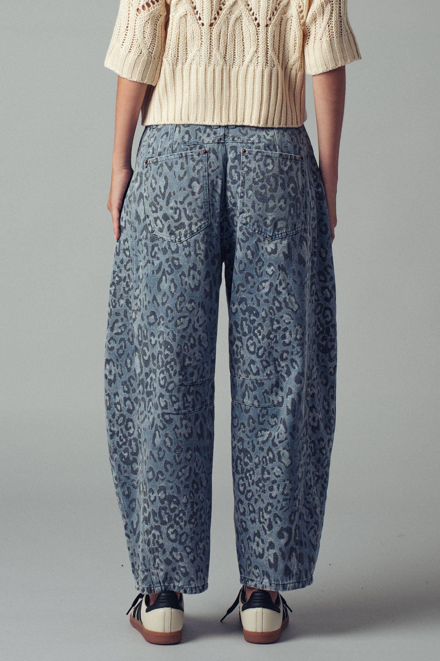 Urban Daizy - Leopard Print Relaxed Straight Denim Pants
