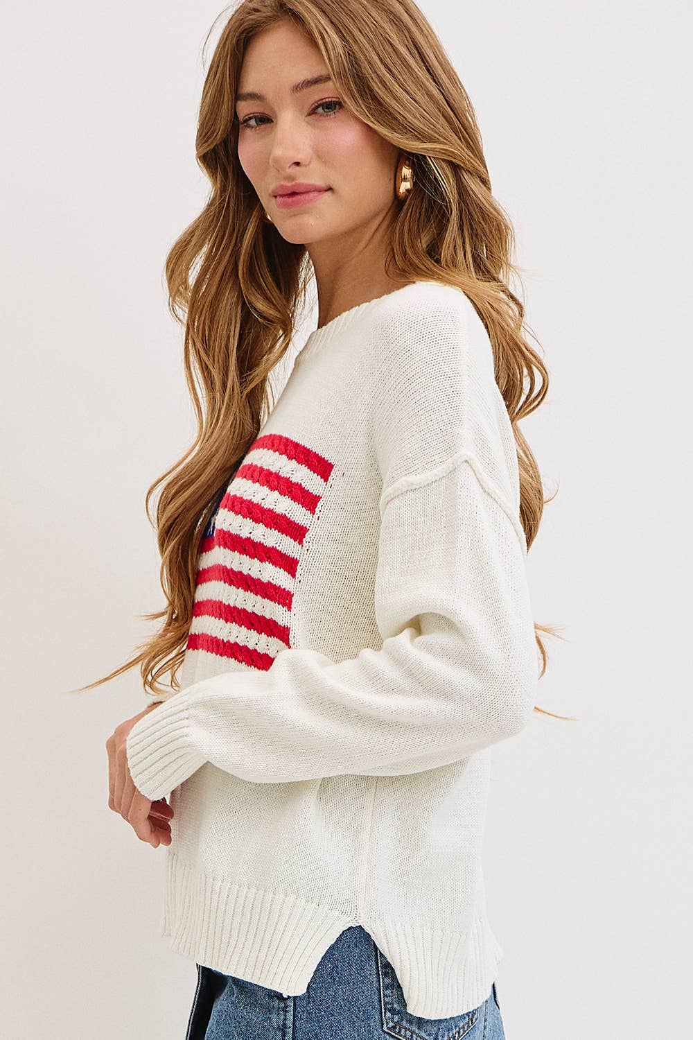 Sweet Lovely by Jen - AMERICAN FLAG SWEATER TOP