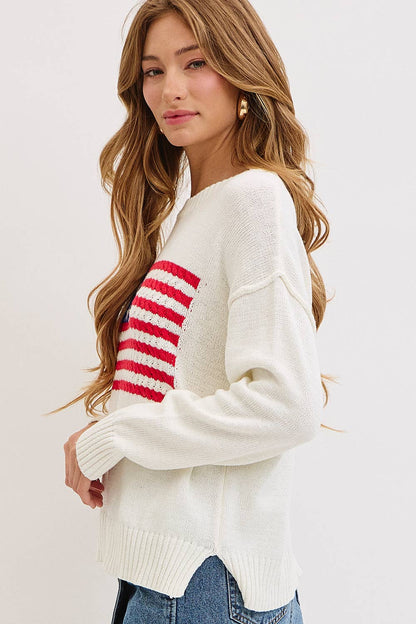 Sweet Lovely by Jen - AMERICAN FLAG SWEATER TOP