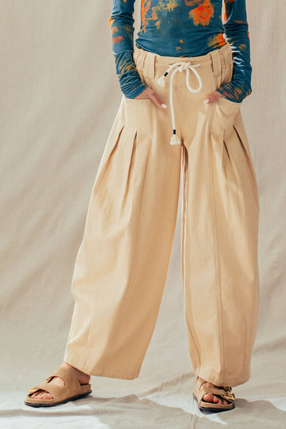 Urban Daizy - Rope Drawstring Balloon Pants Pleated Front