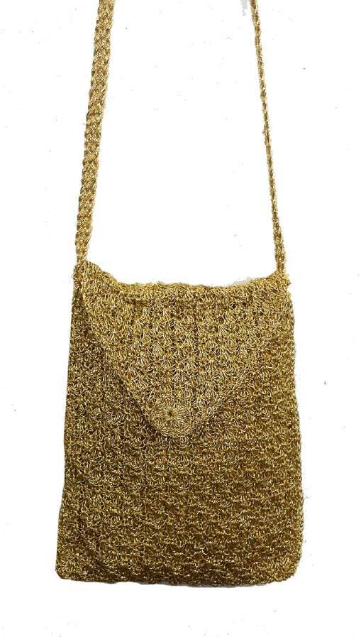 Ricki designs - Crochet Crossbody Bag - Metallic Flap over