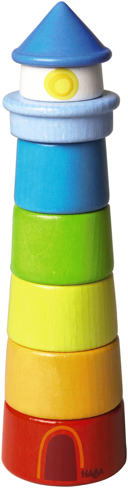 HABA USA - Wooden Rainbow Lighthouse – Montessori Stacker & Balance Toy