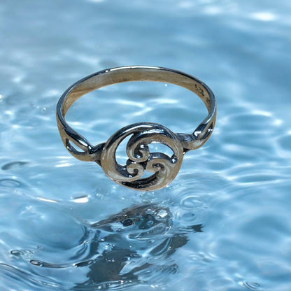 Handmade Coastal Jewelry - Sterling silver scroll wave ring