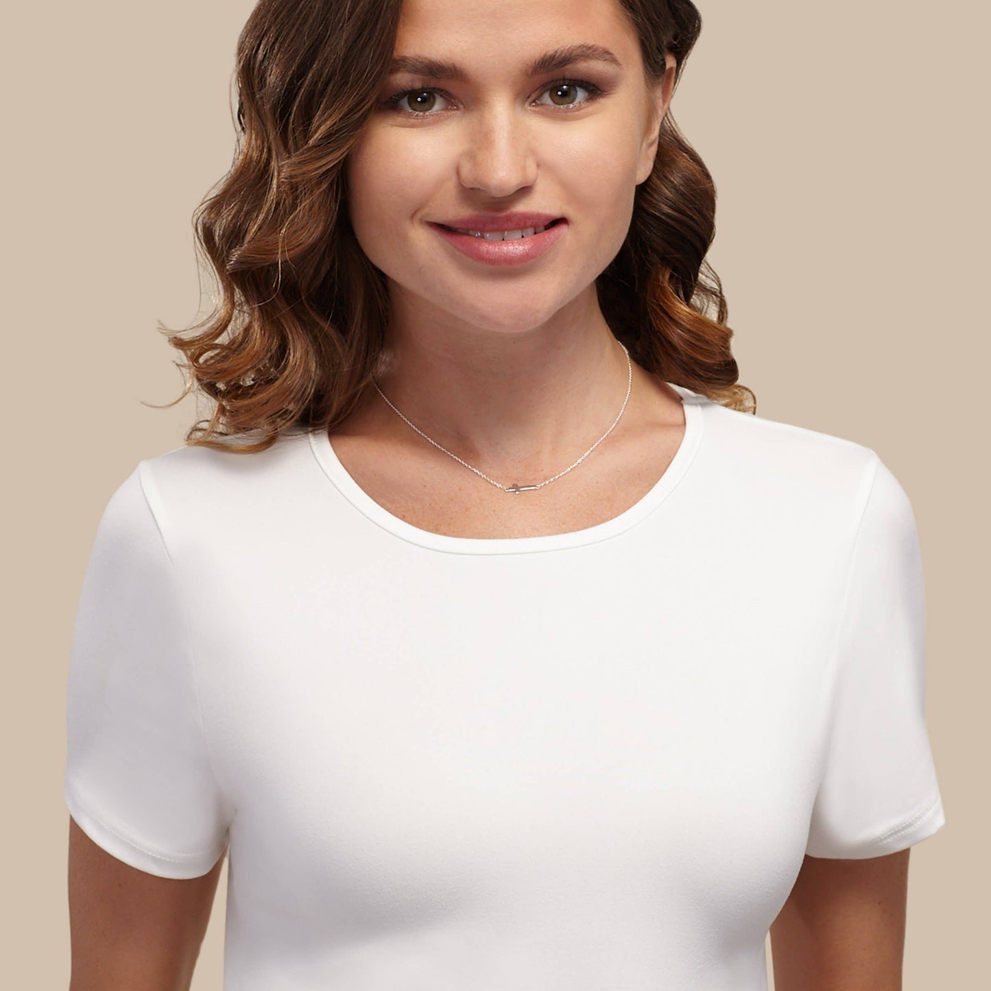 Silpada - Silpada 'Simplex Cross' Horizontal Cross Necklace in Sterlin: White