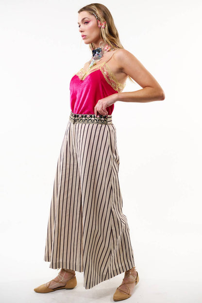 Aratta - Derby Princess Stripe Pants: Cream Stripes / M