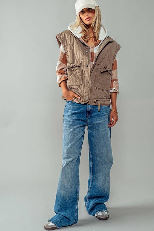 Urban Daizy - FRESH AIR QUILTED VEST : PINK / S-2/M-2/L-2