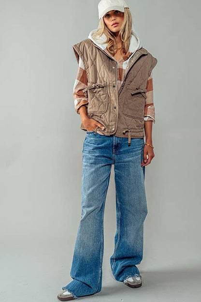 Urban Daizy - FRESH AIR QUILTED VEST : PINK / S-2/M-2/L-2