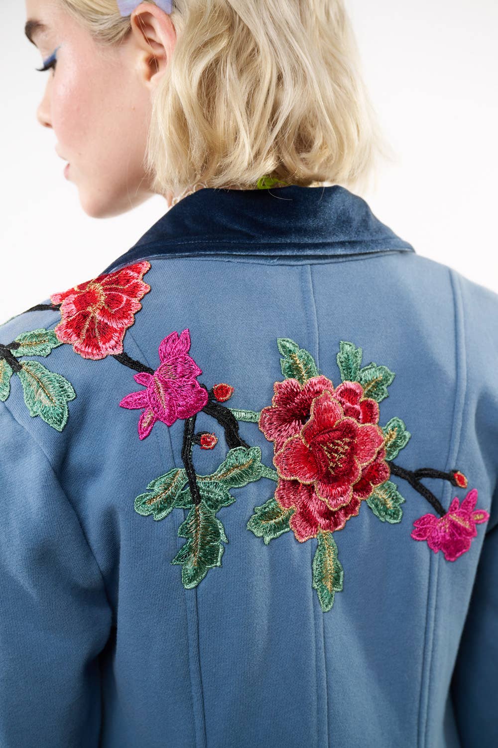 Aratta - Elise Embellished Blazer: Vintage Blue / XS