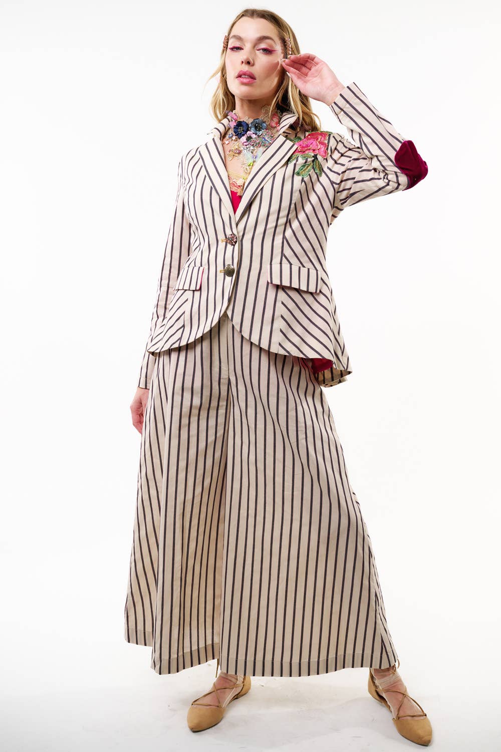 Aratta - Derby Princess Stripe Blazer: Cream Stripes / S