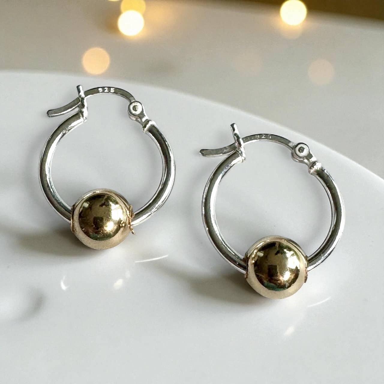 Jackie Gallagher Designs - Handmade Coastal Jewelry - Sterling Silver Ball Hoop