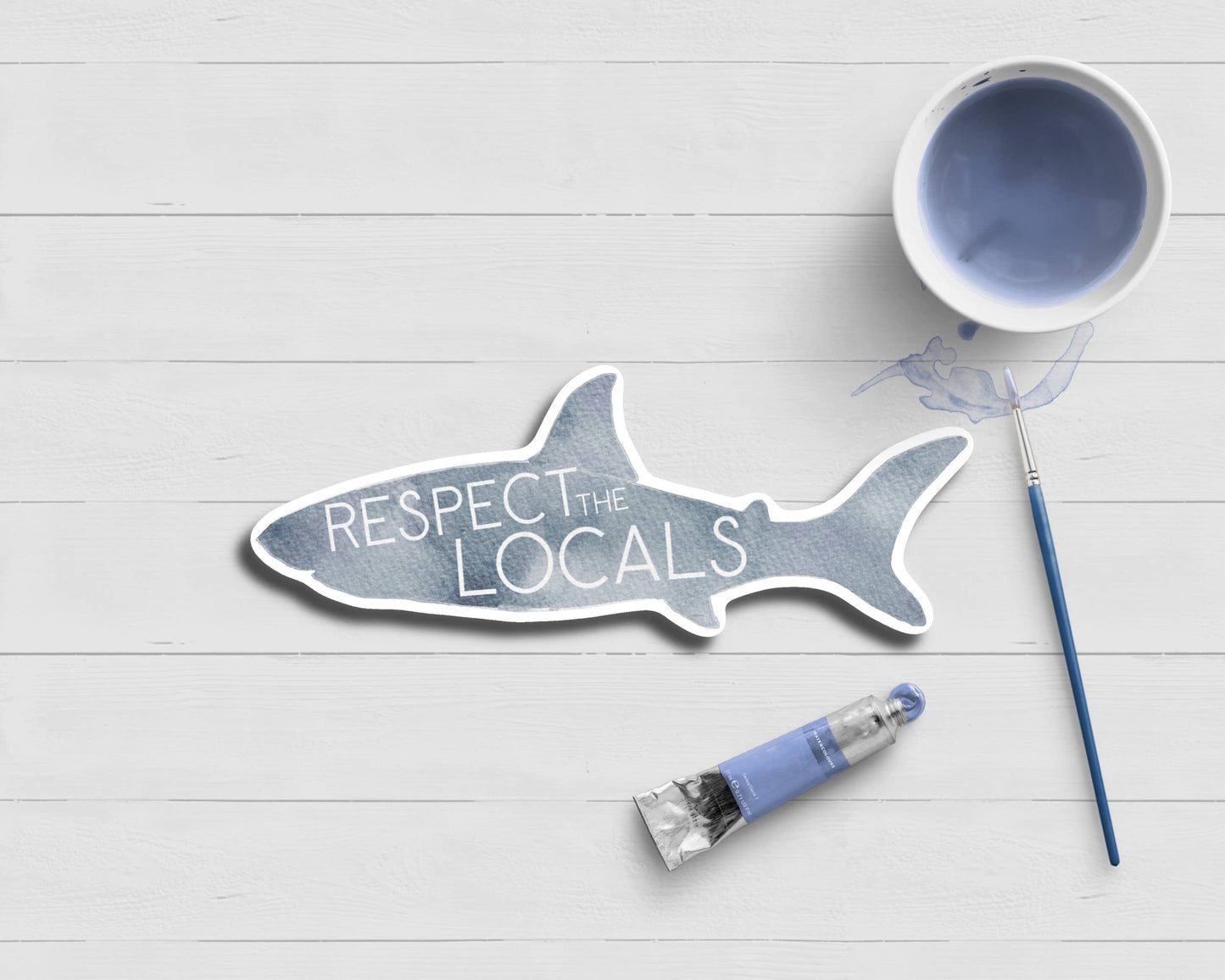 WonderfullyWrittenCo - Respect The Locals Shark Watercolor Sticker