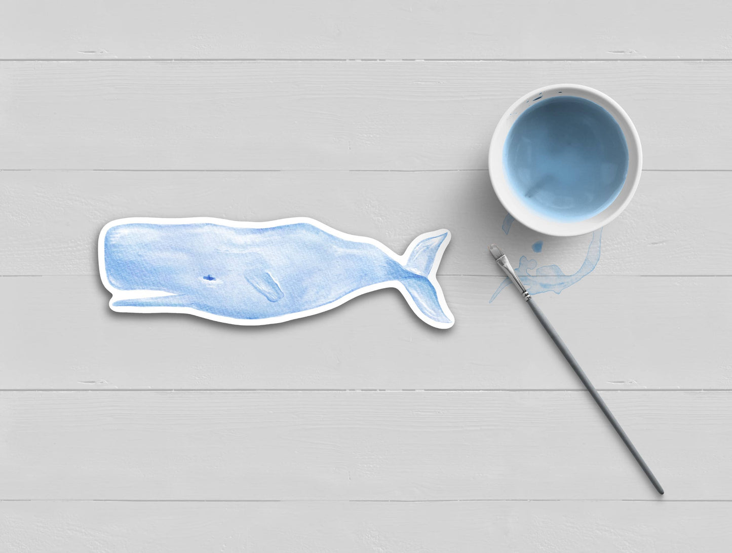 WonderfullyWrittenCo - Blue Watercolor Whale Coastal/Nautical Sticker