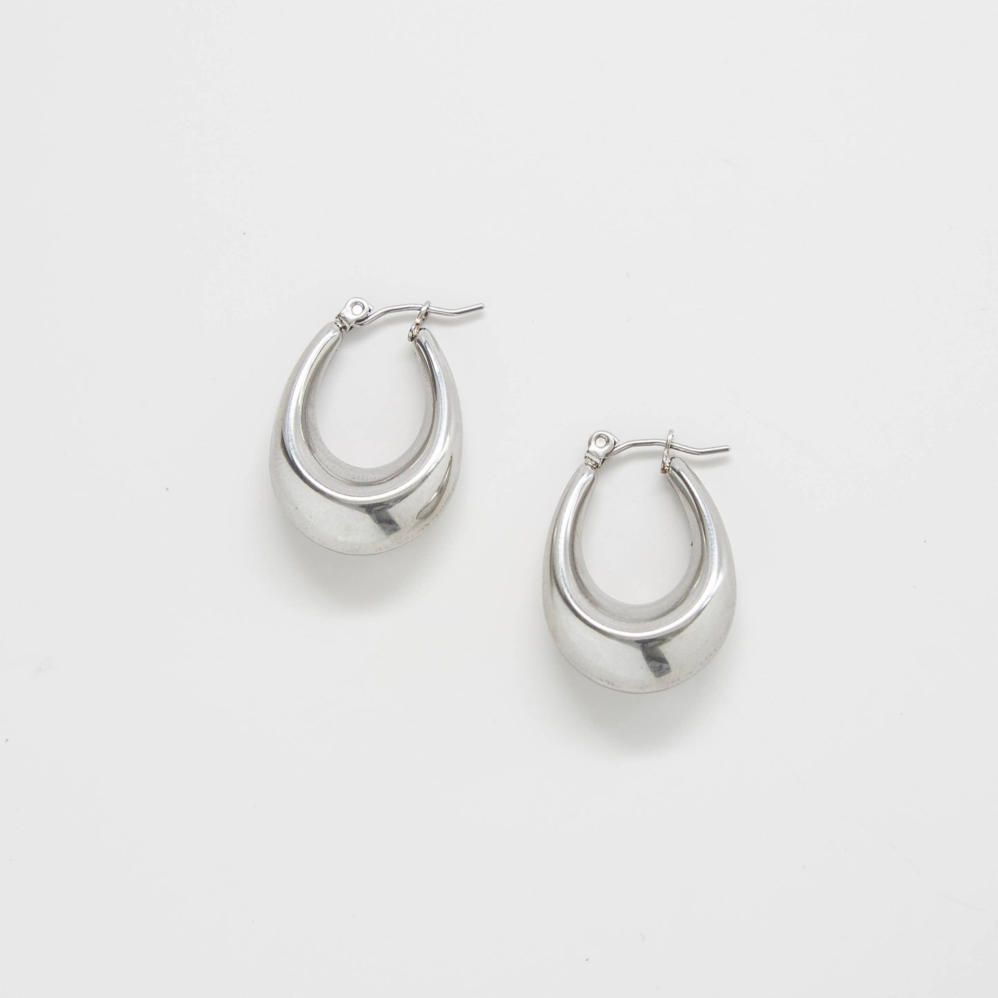 Admiral Row - Silver Oval Hoop Earrings - Jewelry