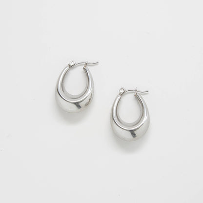 Admiral Row - Silver Oval Hoop Earrings - Jewelry