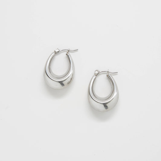Admiral Row - Silver Oval Hoop Earrings - Jewelry