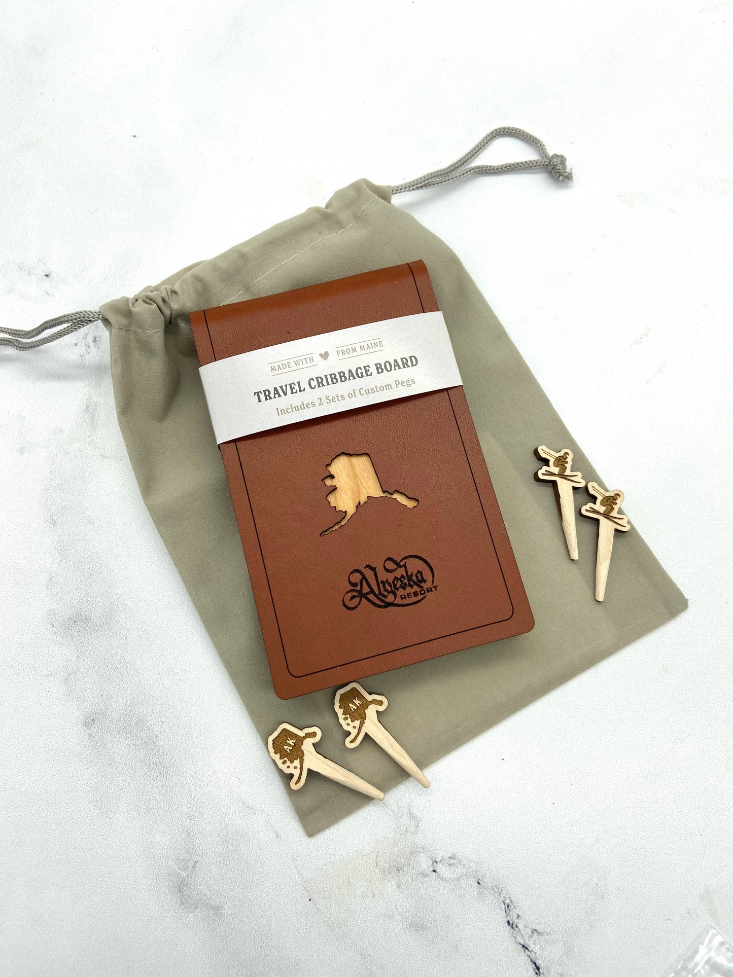 Cast & Carve - Travel Cribbage Board - Custom Design with Unique Pegs: Check Customize Box Below to Share Details for your board / No Extra Engrave Inside Board