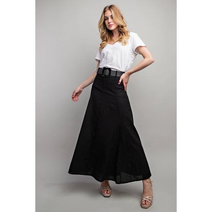 Sweet Generis - LINEN MAXI FLARE SKIRT with TRIM BELT