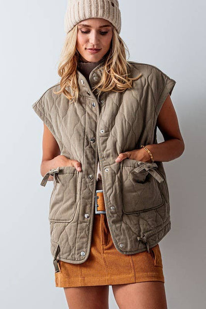 Urban Daizy - FRESH AIR QUILTED VEST : PINK / S-2/M-2/L-2