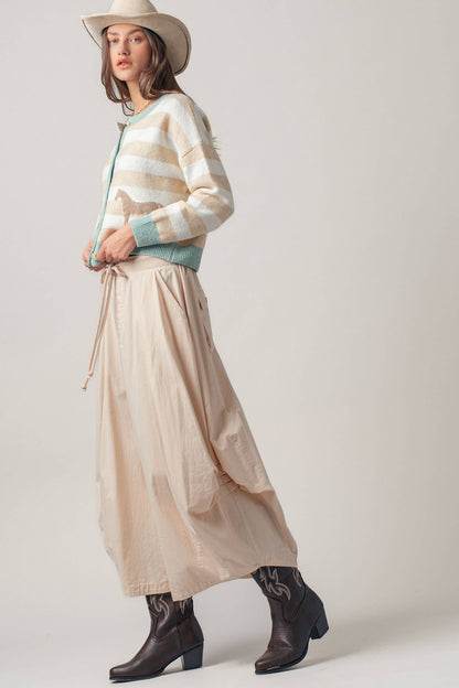 Urban Daizy - Balloon Hem Drawstring Maxi Skirt
