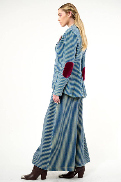 Aratta - Alaia Stripe Denim Pants: Denim Stripe / S
