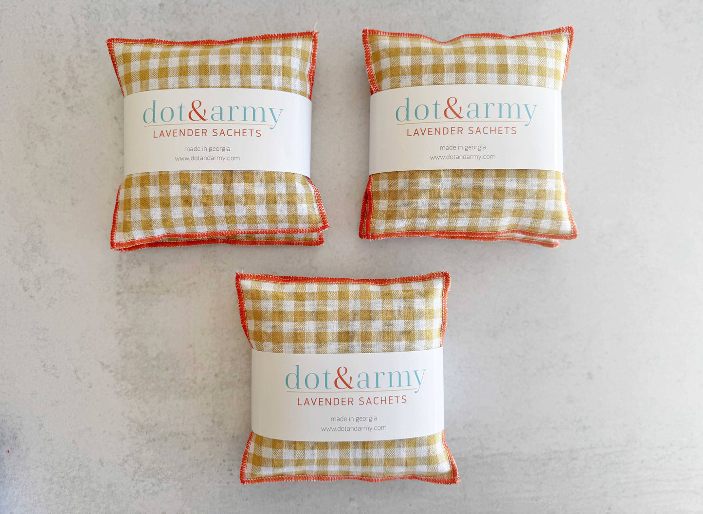 Dot and Army - Mini Check Linen Lavender Sachets, set of two