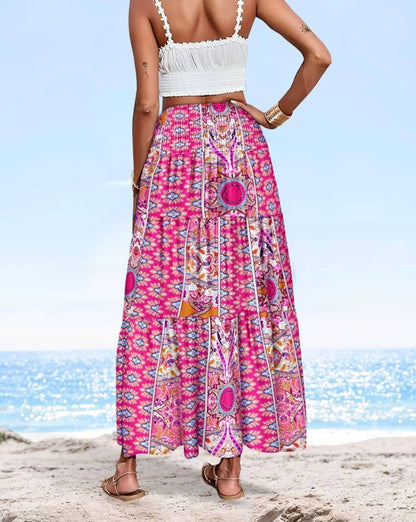 Rosa Clothing - Swing Style Bohemia Ethnic Floral maxi skirt