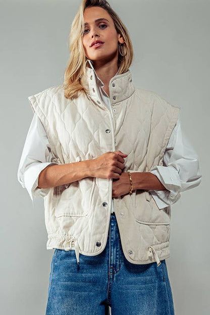 Urban Daizy - FRESH AIR QUILTED VEST : PINK / S-2/M-2/L-2