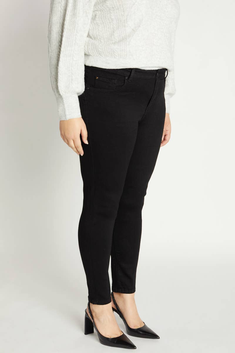 ENJEAN - EP3106XL Mid Rise Push Up Ankle Skinny: 1X / BLACK