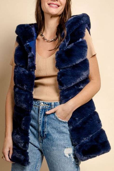 LOOWIE - 5061 Faux Fur Vest Loowie: Black