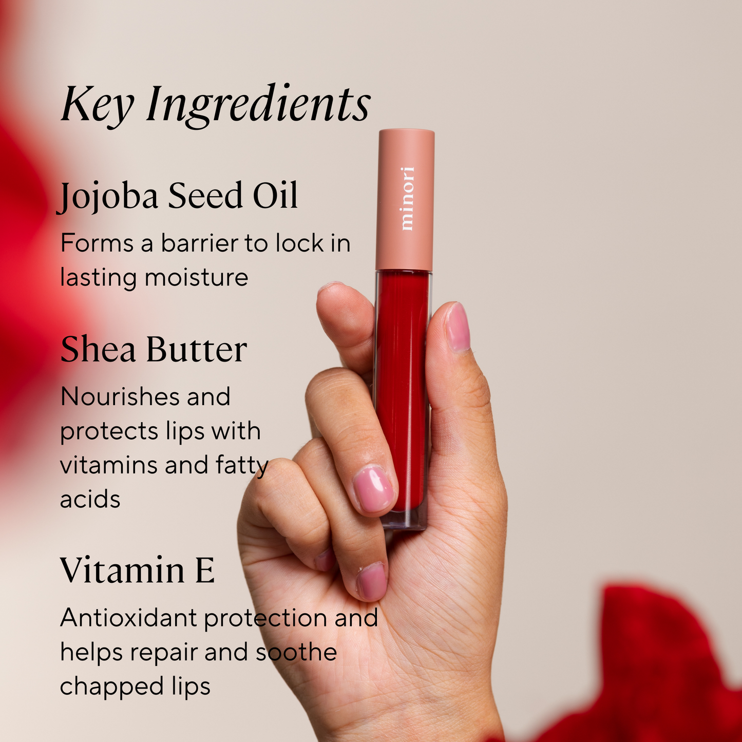 Minori - Lip Gloss — Poppy (Red) New!