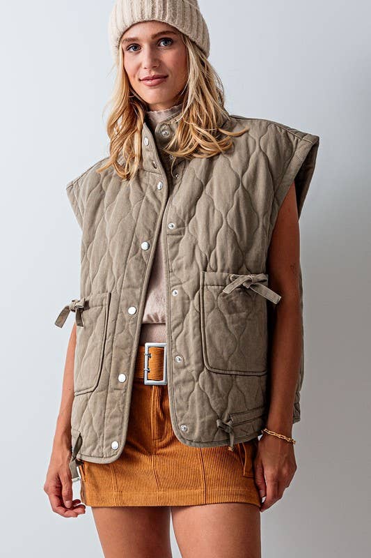 Urban Daizy - FRESH AIR QUILTED VEST : PINK / S-2/M-2/L-2