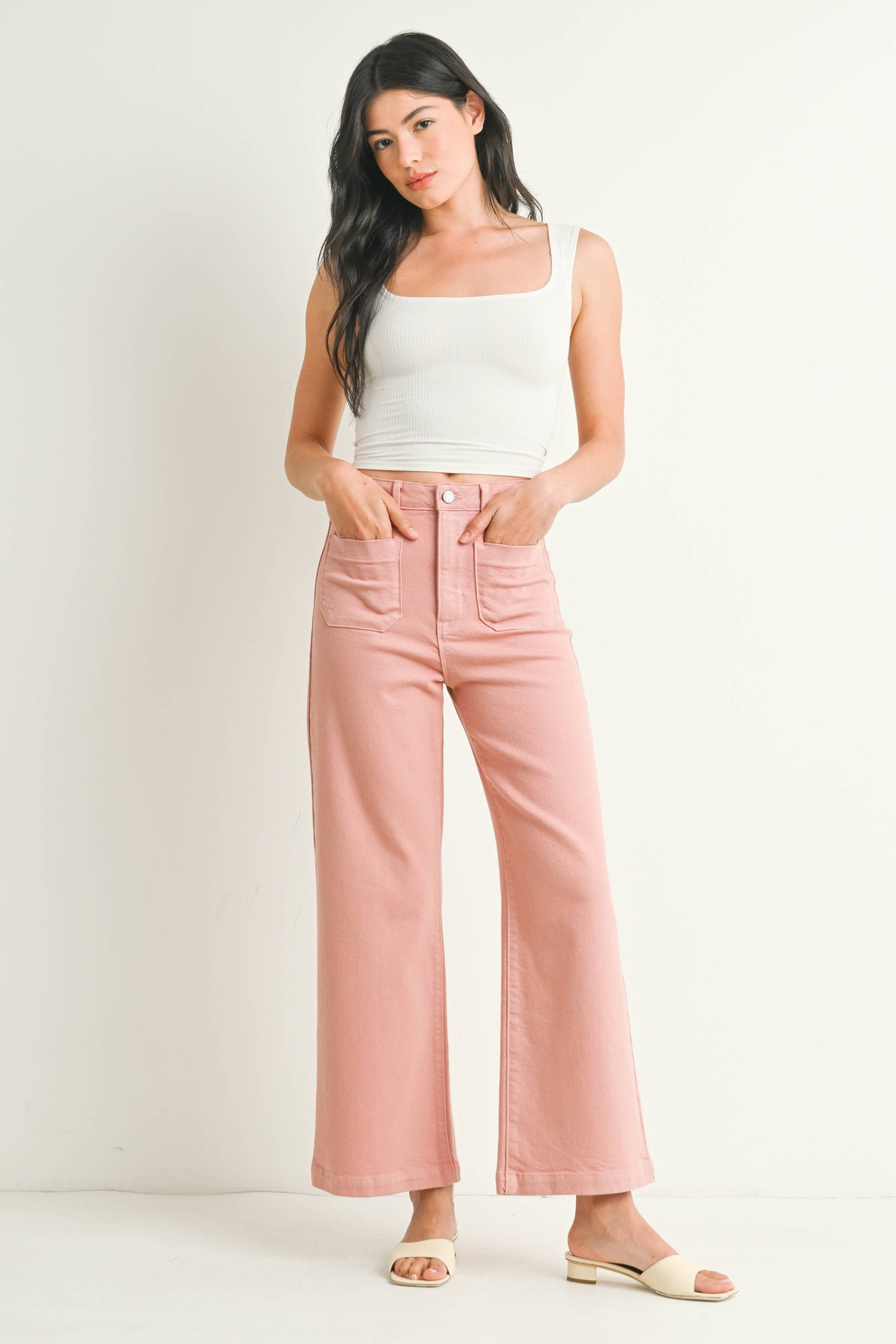JUST BLACK DENIM - BP433J - DUSTY CORAL - Patch Pocket Wide Leg