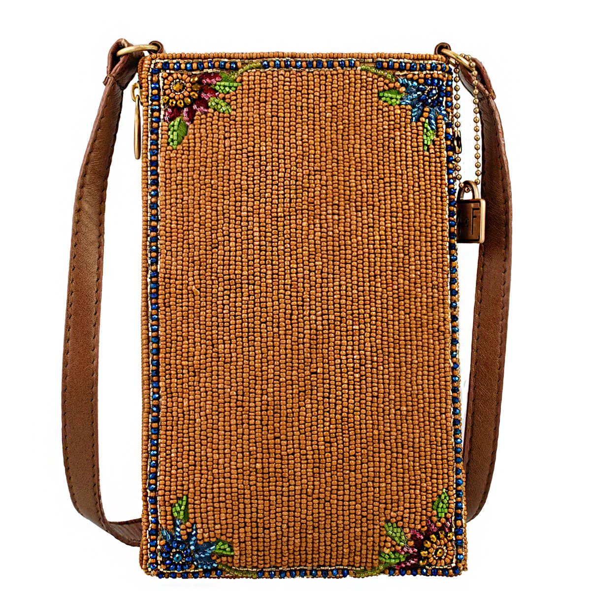 Mary Frances Accessories - Garden Groove Ivory Guitar with Flowers Beaded Crossbody