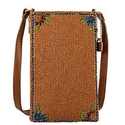 Mary Frances Accessories - Garden Groove Ivory Guitar with Flowers Beaded Crossbody