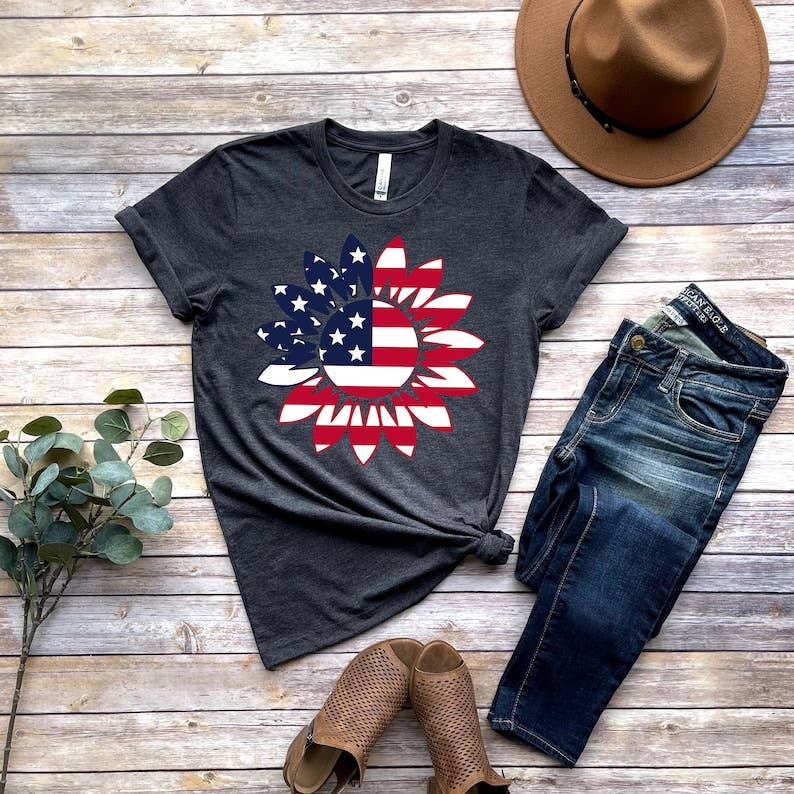 VibeClothing - America Sunflower T-Shirt