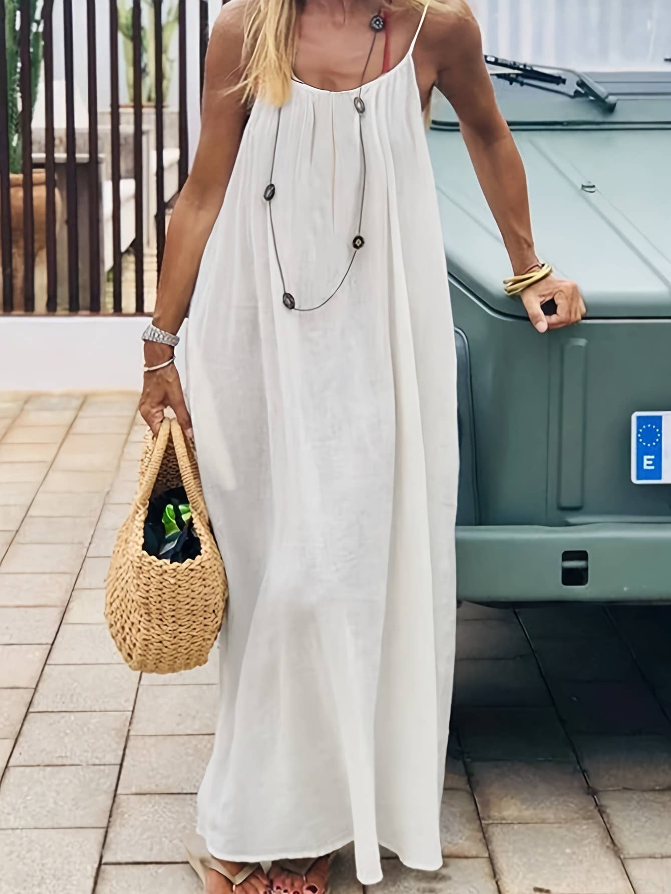 Rosa Clothing - Boho Beach Backless Tie Multi Color Cami Dress