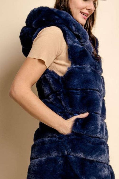 LOOWIE - 5061 Faux Fur Vest Loowie: Black