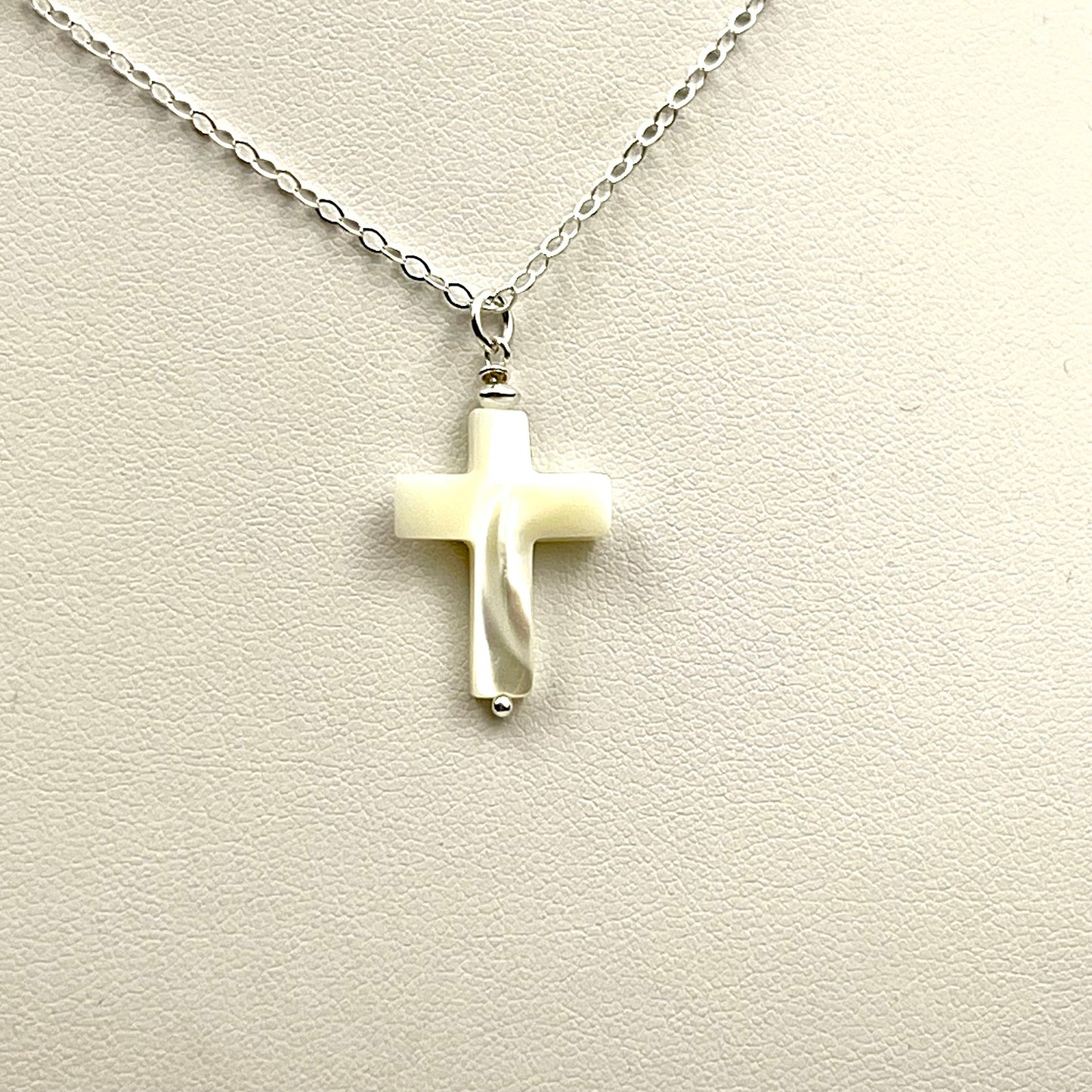 Jackie Gallagher Designs - Handmade Coastal Jewelry - Mother of Pearl Cross Necklace