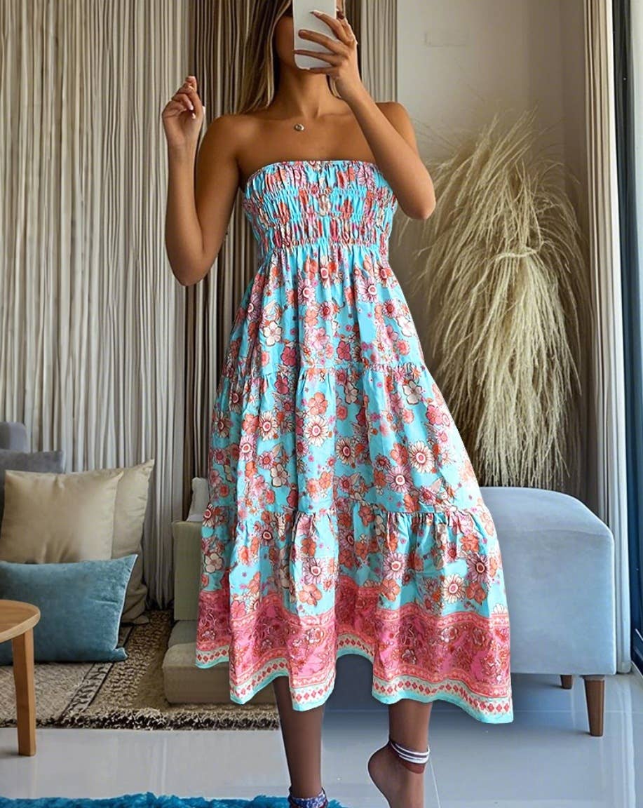 Rosa Clothing - Swing Style Bohemia Ethnic Floral maxi skirt