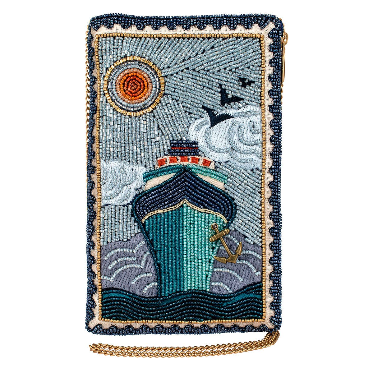 Mary Frances Accessories - On Board Beaded Cruise Ship Crossbody Phone Bag