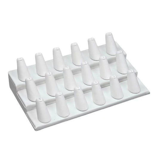 Zakka - Ring Jewelry Display 18 Finger Showcase Stand White Leather