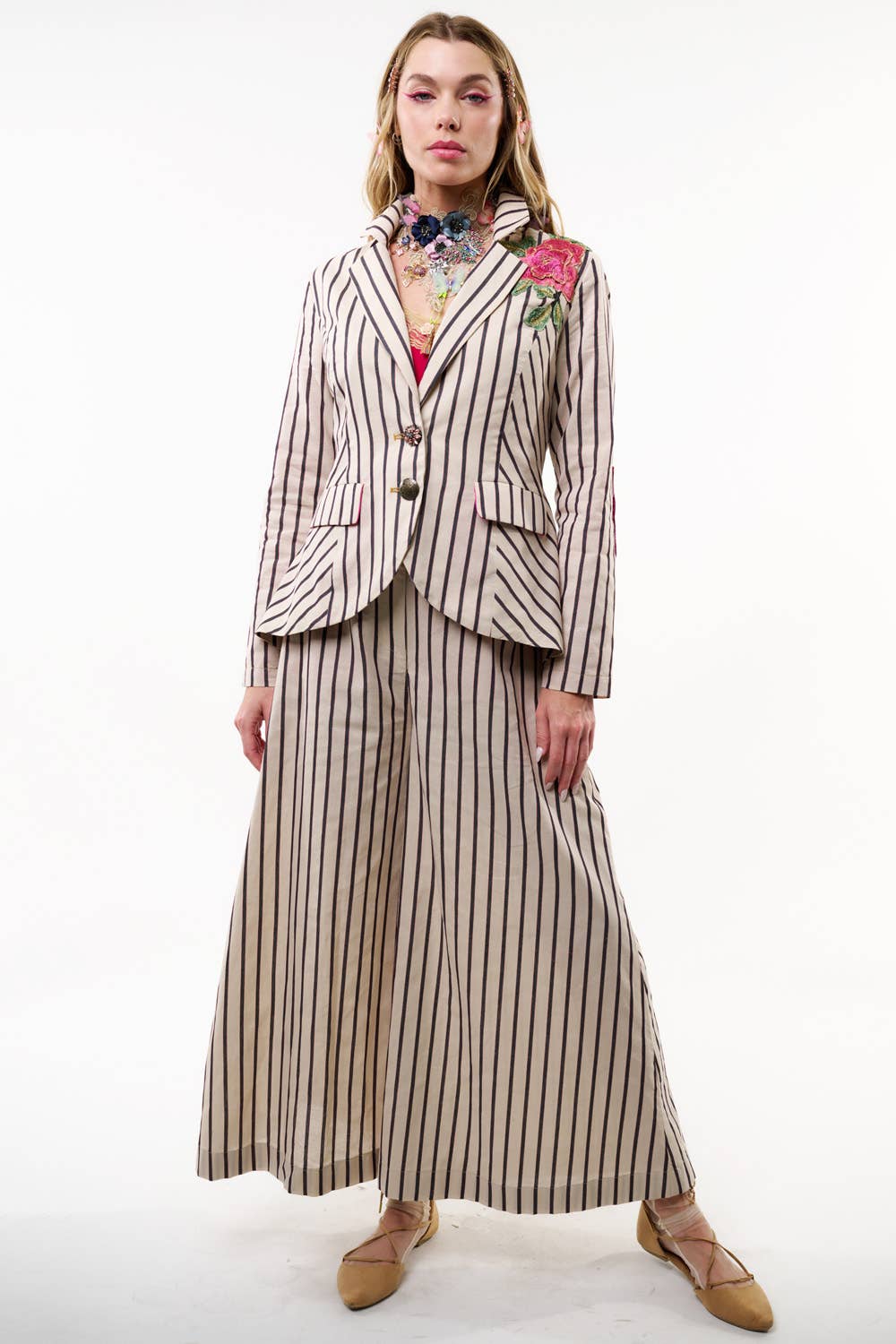 Aratta - Derby Princess Stripe Pants: Cream Stripes / M