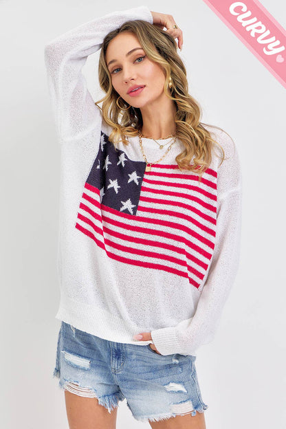 Sweet Lovely by Jen - PLUS SIZE 4TH OF JULY STARS AND STRIPES AMERICAN FLAG