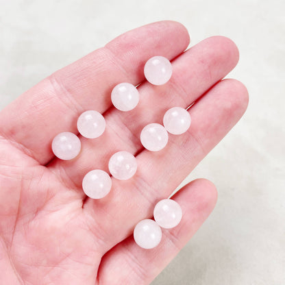 Ewelina Pas Jewelry - Silver 8mm Rose Quartz Orb Stud Earrings