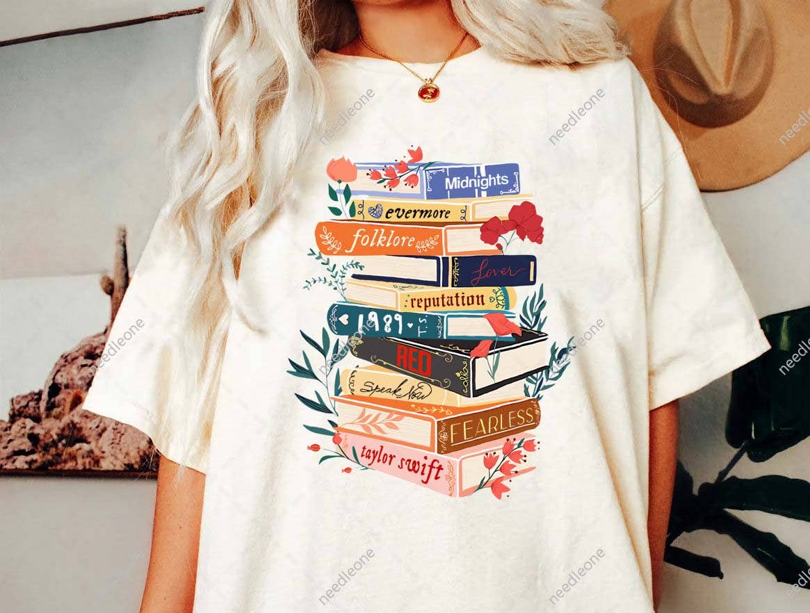 SONDO DESIGN LTD - Taylor Swift's Album As Books Shirt, Swiftie Eras Tour Shirt: Unisex T-Shirt / L / Sand