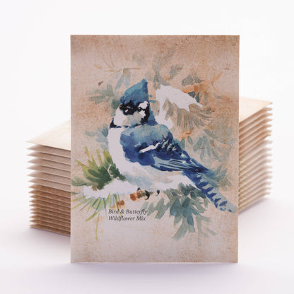 Bentley Seed Co. - Snowy Blue Jay Happy Holidays Gift Tag Card - Seed Packets