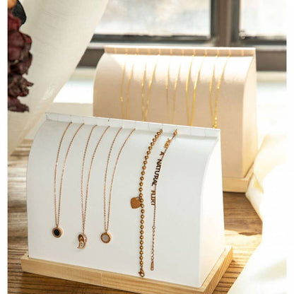 Zakka - Necklace Bracelet Display Stand Stylish Jewelry Organizer : White Leather