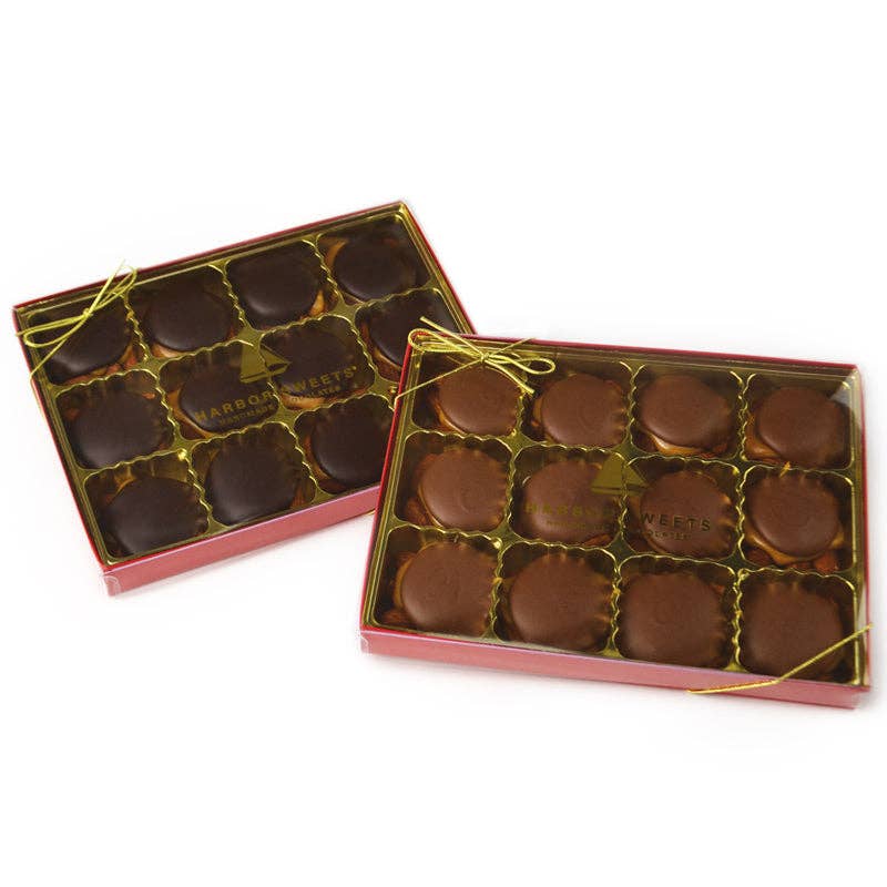 Harbor Sweets Chocolates - Chocolate Caramel Almond Clusters - 12 pc