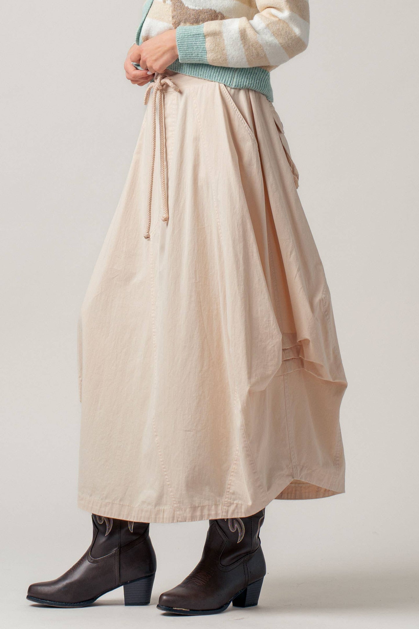 Urban Daizy - Balloon Hem Drawstring Maxi Skirt