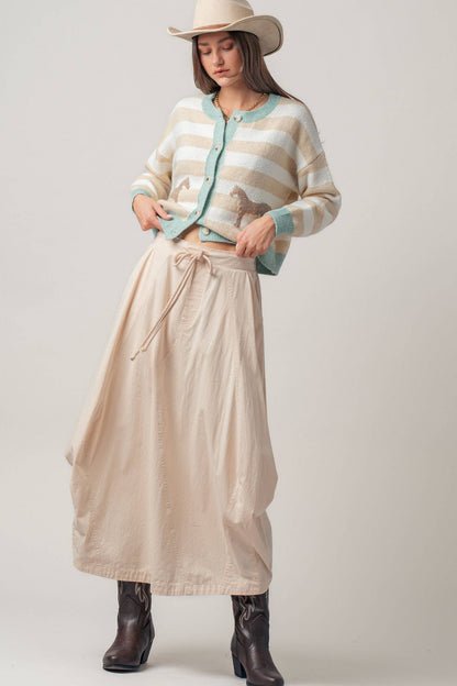 Urban Daizy - Balloon Hem Drawstring Maxi Skirt